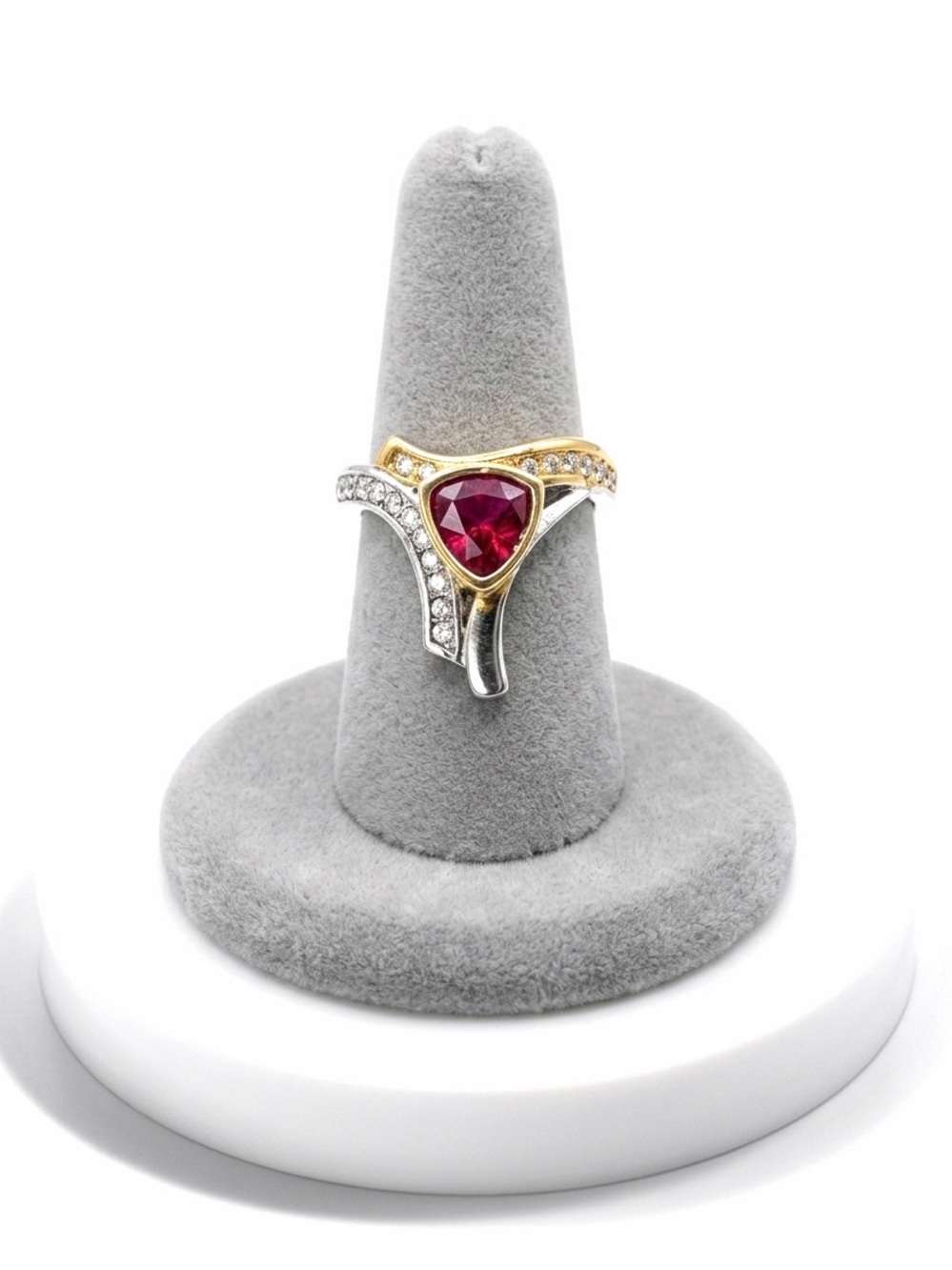 New S925 Sterling Silver 14K gold Two-Color Natural Ruby & White Sapphire Ring